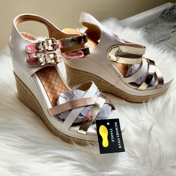 Jacobies Shoes Jacobies Gina 3 White Espadrille Wedge Heel Poshmark